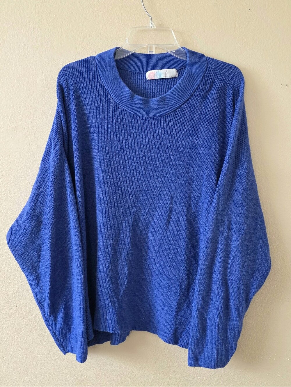 Free People Beach Cobalt Blue Malibu Solid Surf Oversized Sweater - Size Large